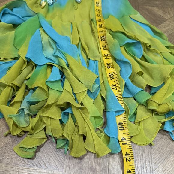 Vintage Sue Wong Size 4 Midi Dress Silk Gown Green Fairy Y2K Floral Whimsical - Picture 13 of 14
